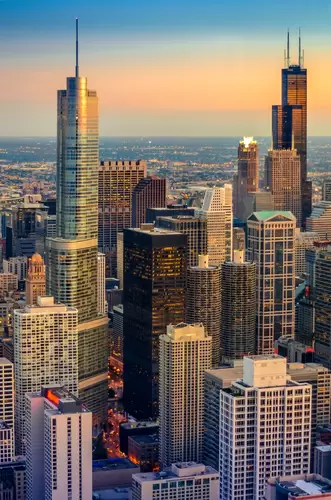 Chicago skyline at dusk